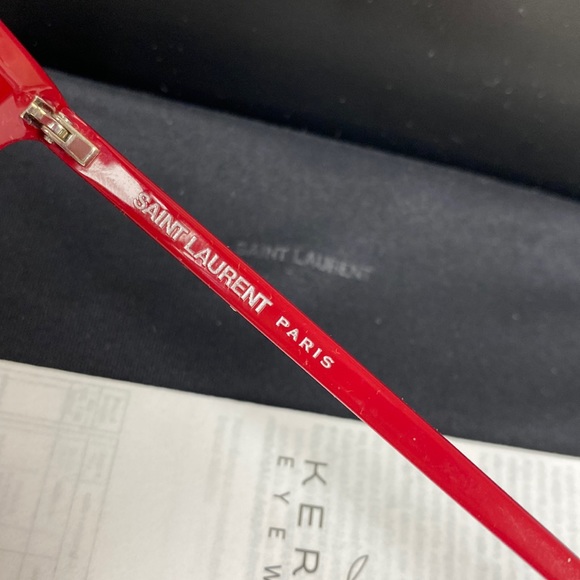 Saint Laurent Red Oversized Logo Frames High End Non Scratch Lenses Eyeglasses - Picture 2 of 14